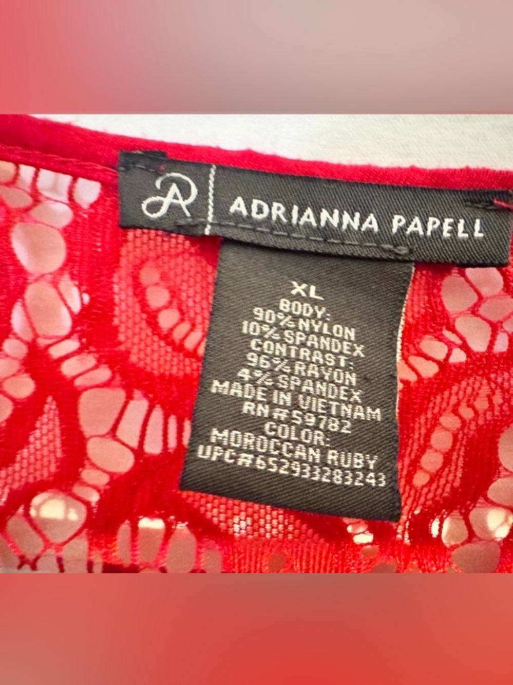 Adrianna Papell Red Lace Sleeveless Top Women’s XL EUC - Picture 6 of 6